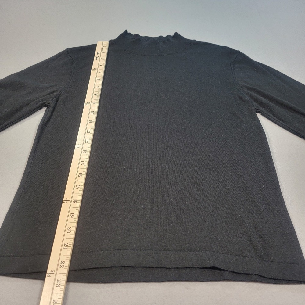 Talbots Petites Mock Neck Knit Top Black Cotton Modal Minimalist Women's Size PM - Picture 6 of 8